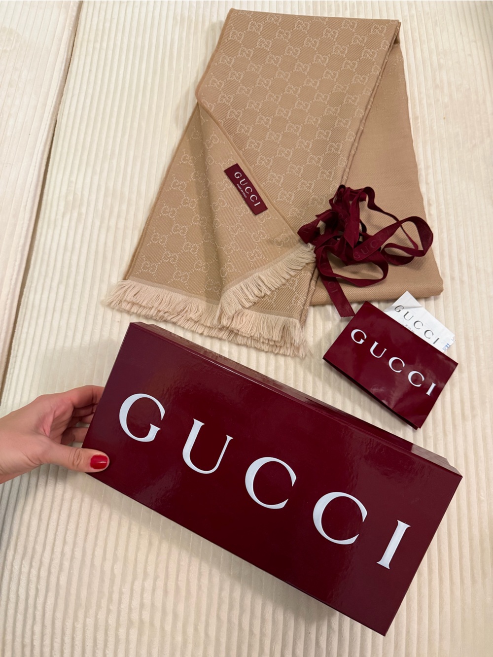 GG wool scarf in beige and ivory | GUCCI® US - Picture 5 of 8